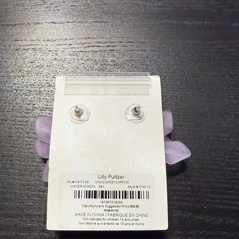 NWT Lilly Pulitzer Orchid Garden Earrings in Pink Water Hyacinth - Picture 7 of 8